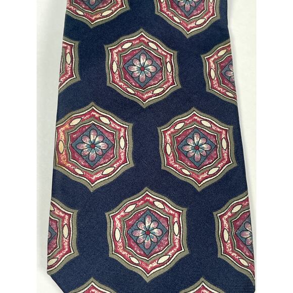 Christian Dior Tie Men’s Blue 100% Silk VTG Geometric Designer Wedding Business - Picture 2 of 3